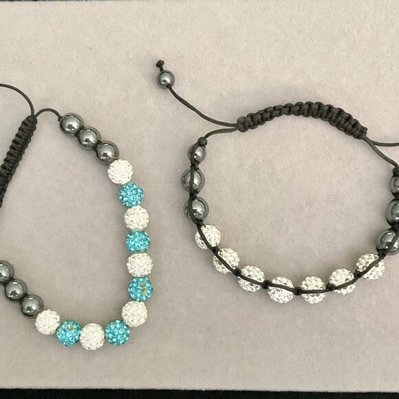UNISEX -2 Adjustable Shamballa Bracelets/ Pre-Loved - Picture 1 of 7